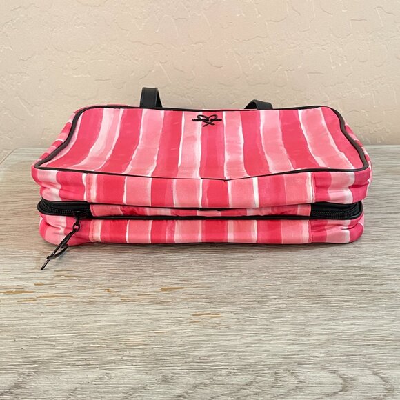 Victoria's Secret Makeup Cosmetic Accessory Bag Pink Stripe 3 Section Bag Hanger - Picture 4 of 11